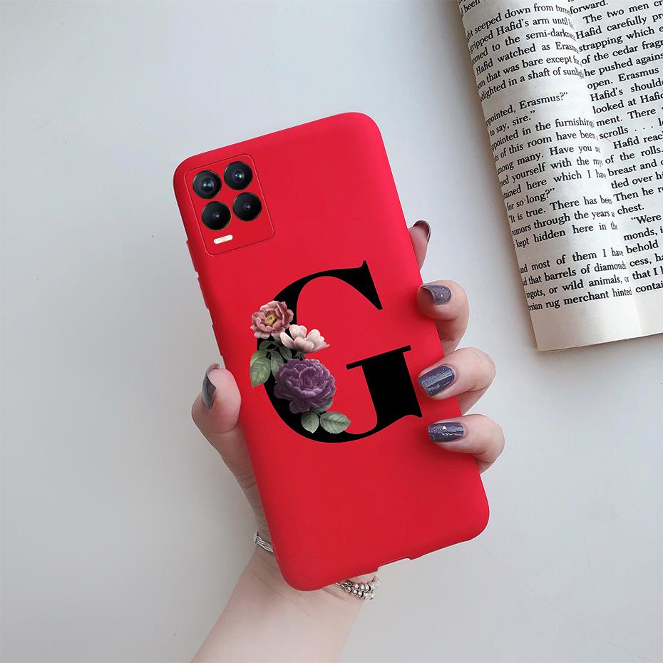 For Realme 8 Pro Case Silicon Soft Letter Monogram Flowers Phone back cover For Oppo Realme8 4G RMX3085 Realme 8 Pro Bumper Case
