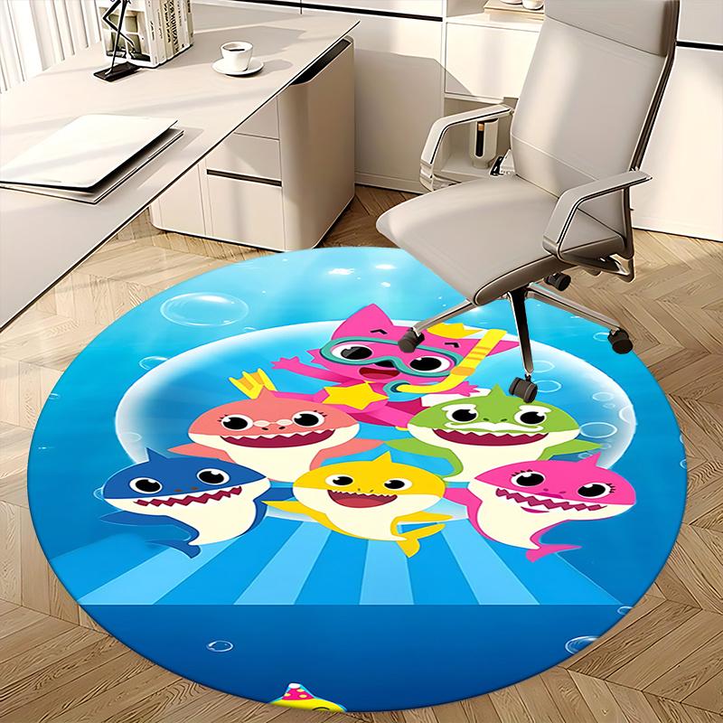 Коврик под стул Baby Shark - Круглый ковер для домашнего декора, офиса, гостиной, спальни, идея для подарка0259b