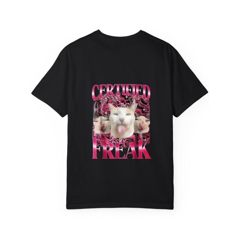 Белая футболка Certified Freak с графическим принтом кота, повседневная одежда для мужчин и женщин, уличная мода, топ для заявления о стиле