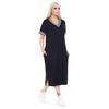 Women's Plus Size Short Sleeve Black V-neck Viscose Dress
