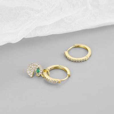 Серьги из стерлингового серебра 925 пробы, новые корейские серьги с асимметричным дизайном, креативные микросерьги с цирконами, жадные серьги-пряжки в форме змеи