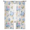 Flower Hydrangea Watercolor Sheer Curtains Transparent Voile Tulle for Bedroom Window Holiday Decoration