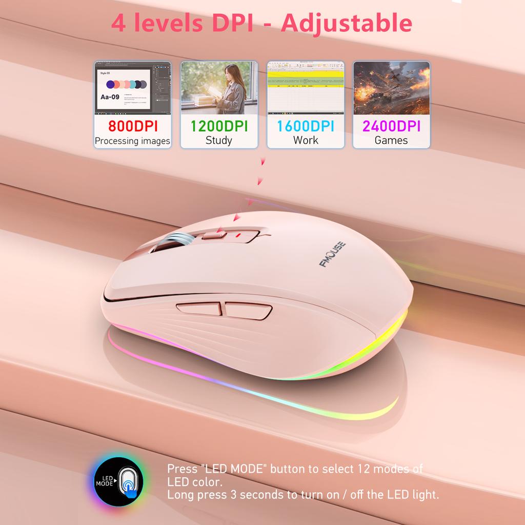 FMOUSE 2.4G+BT5.1 Двухрежимная беспроводная мышь Компьютерные игровые мыши Эргономичный дизайн 4 передачи