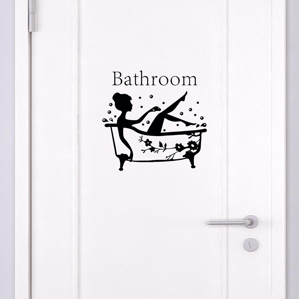 Wall Window Decor Stickers Removable Bathroom Art Decal Door Stickers Bath Time Vinyl Door Sticker Self Adhesive PVC Wall Decal