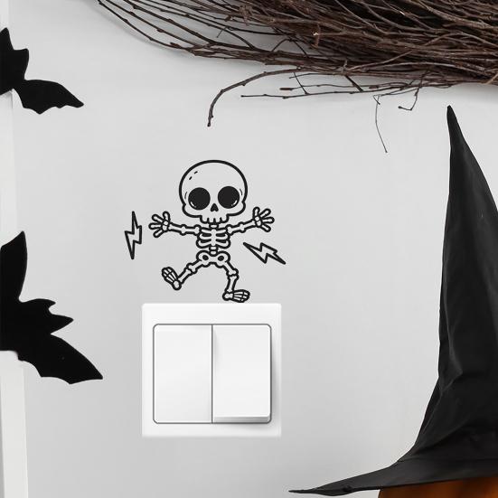 jijijing Halloween Skeleton Light Switch Sticker, Decal, Removable Decals, PVC Waterproof Wall Art for Home Bedroom Living Room Entrance Decor