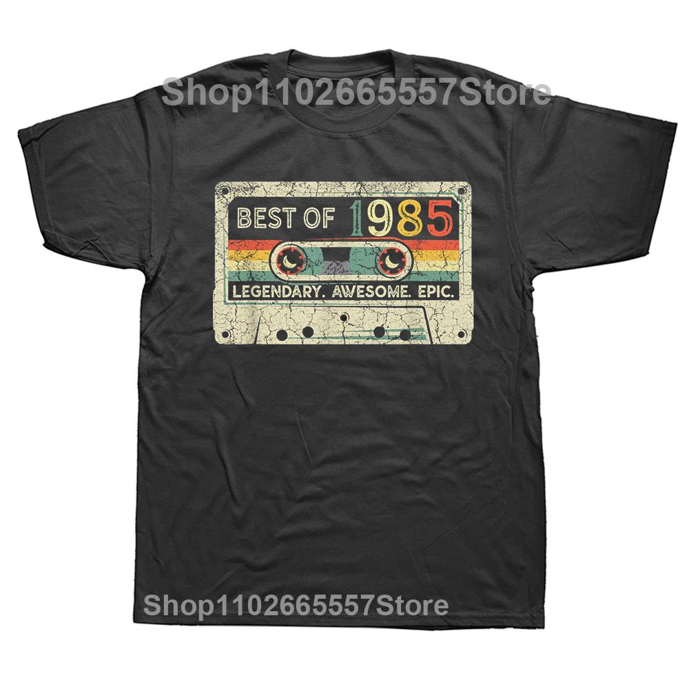 Vintage 1985 Limited Edition Cassette Tape 39th Birthday T Shirt Tee Tops Round Neck Fashion Tshirt Clothing Basic T-shirts