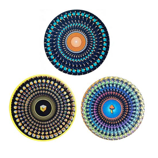 2/3 шт. Анимированный зоотропный слипмат 12 дюймов Оптическая иллюзия Мати для проигрывателя Анимированный виниловый слипмат с эффектом движения зоотропа Кинетическая визуальная пластинка