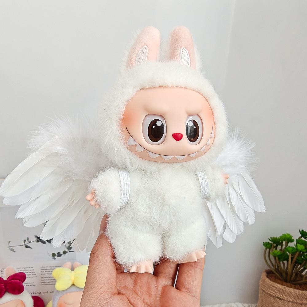 17cm Labubu Macaron Vinyl Blind Box Figure with Angel Feather Wings