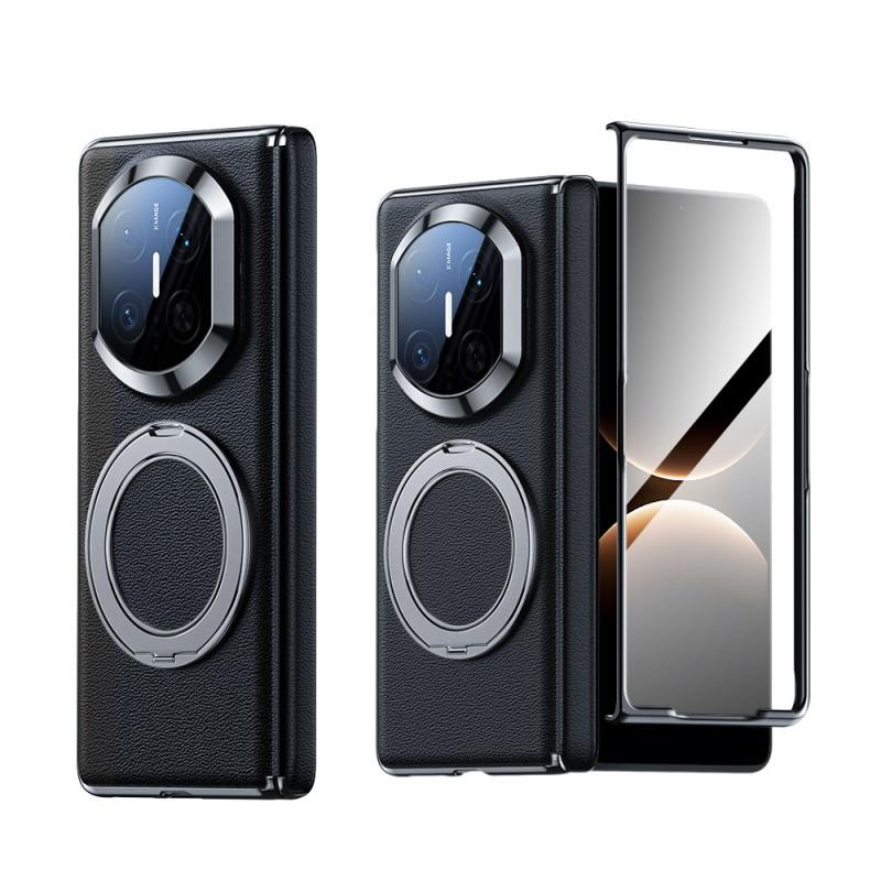 Luxury Genuine Leather Flip Case With Magnetic Stand Mate X7 Dual Hinge Screen Protector Integrated Shockproof