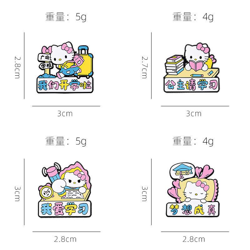 Sanrio Hello Kitty Мультяшный Аниме Периметр Удача Пропуск Все Экзамены Сплав Брошь Эмалевый Значок Декоративная Булавка для Рюкзака Одежды