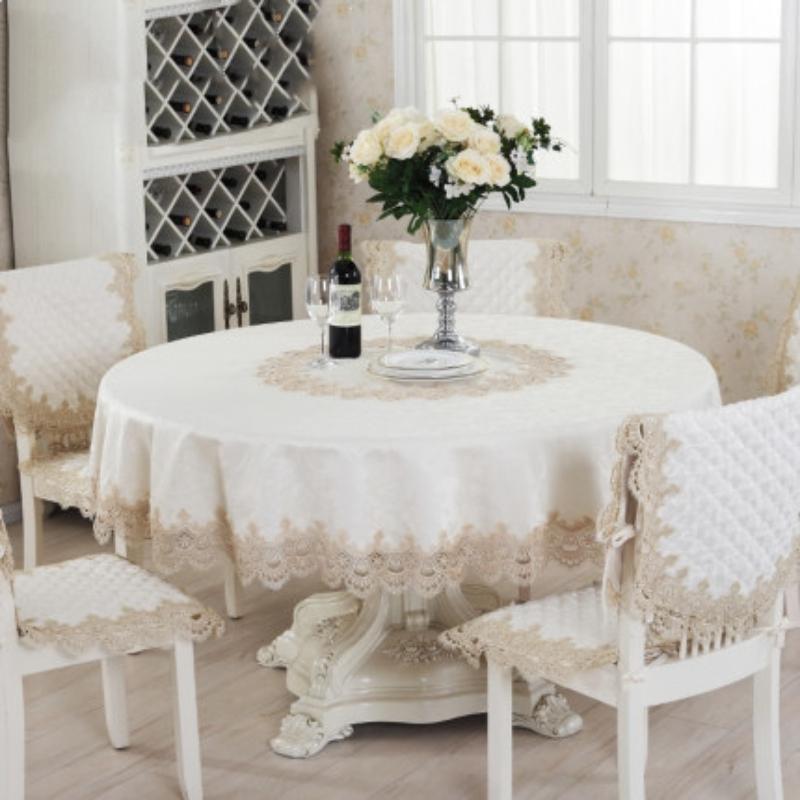 Table Cloth Round Tablecloths Luxury Embroidered Tablecloth Table Dining Table Cover Water Soluble Lace Wedding Flower Dust