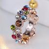 Luxury Rainbow Color Zircon Finger Rings For Women Rose Gold Vintage Wedding Band Bridal Jewelry