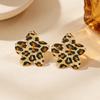 Temperament Leopard Print Geometric Flower Earrings for Women Ladies Vintage Metal Petal Drop Earrings Holiday Jewelry Wholesale