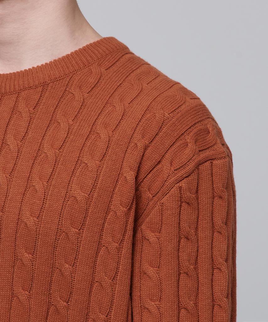 MUSINSA STANDARD Cable Crew Neck Knit [Tangerine]