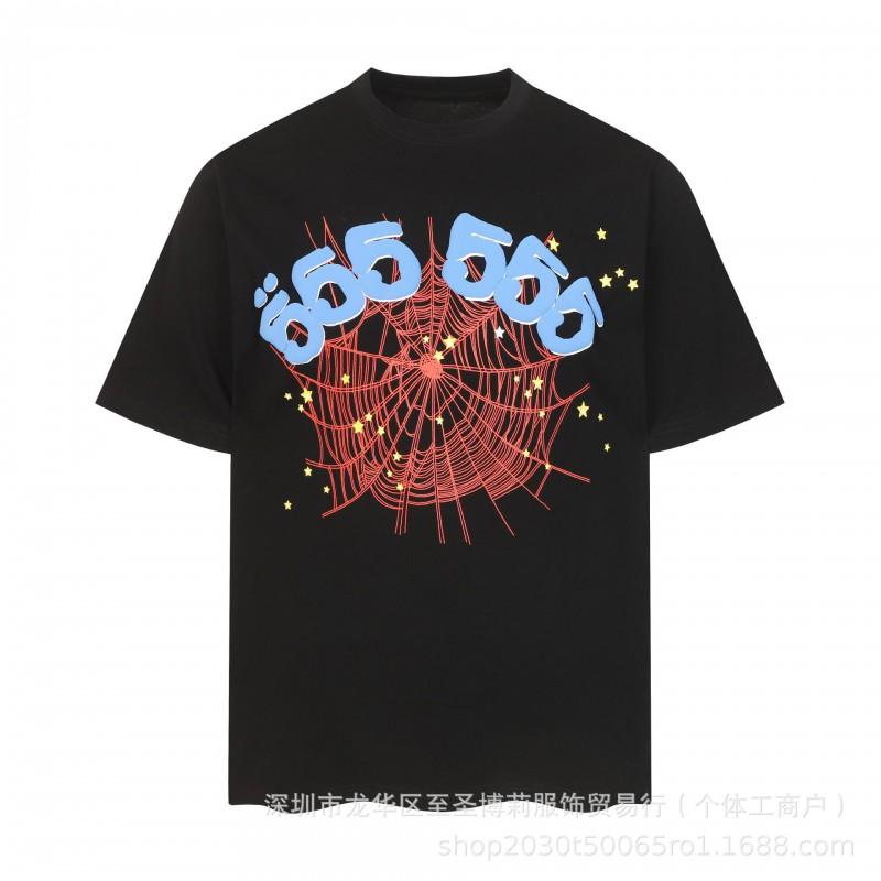Sp5der 3D Puff Print Graphic Tee Men Loose Fit Cotton Short Sleeve T-Shirt Casual Wear