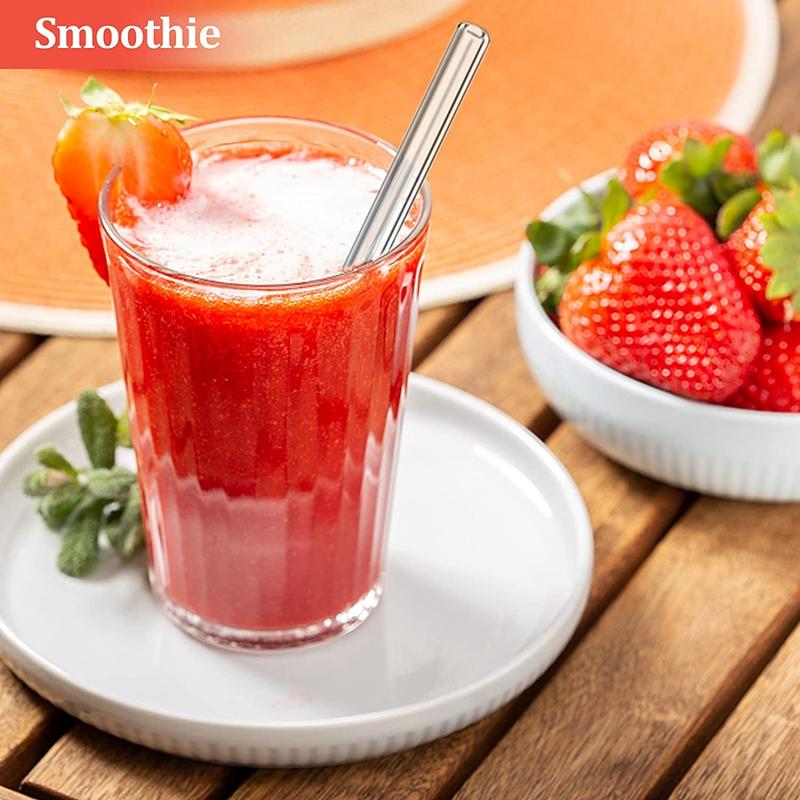 Набор из 12 многоразовых стеклянных трубочек с щеточкой для чистки, цветные стеклянные экологически чистые трубочки для молочных коктейлей, смузи, кофе