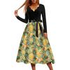 Women's Casual Fashion Floral Print Wave V Neck Vintage Dress