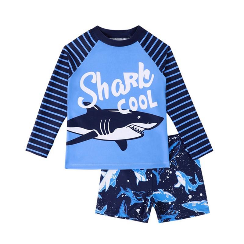 Купальный костюм для мальчиков 4-8 лет, топ и шорты с длинными рукавами
