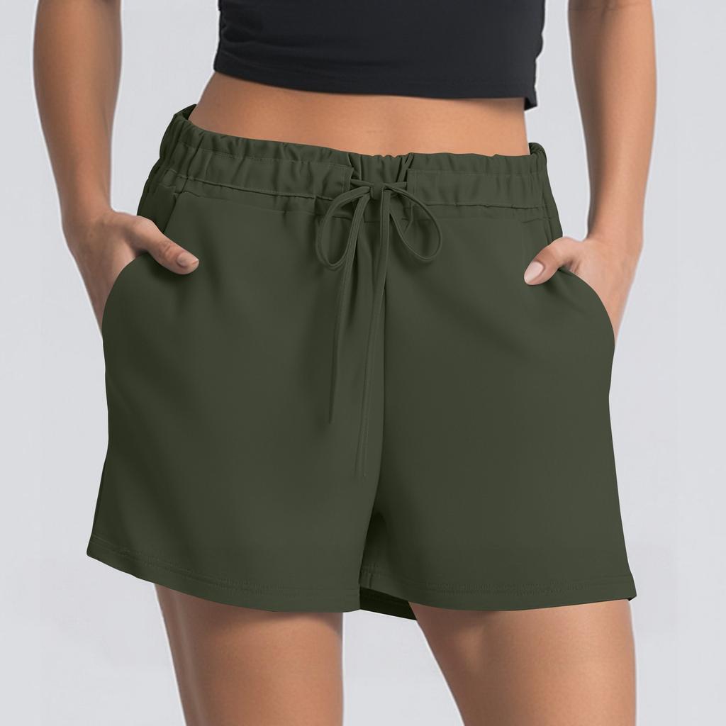 Women's Summer Drawstring Sports Shorts High Waist Casual Shorts With Pockets