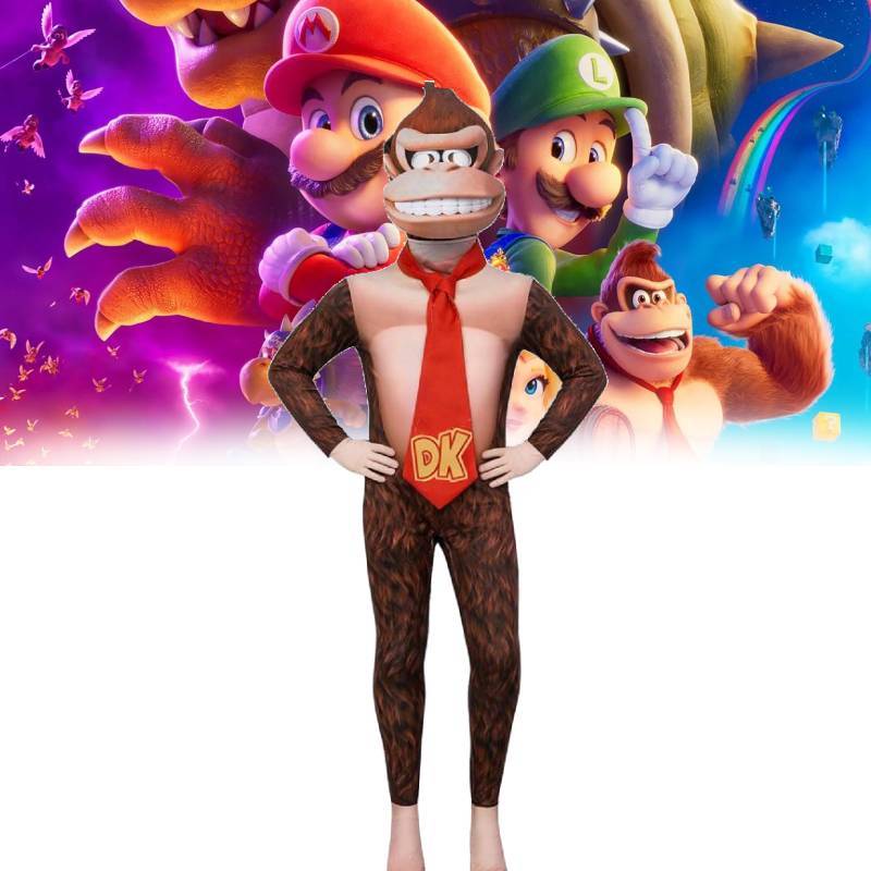 Super Mario Bros Donkey Kong Cosplay Outfit With Gorilla Head Mask For Kids And Adults Halloween Event