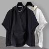 Zipper Design Hooded Short-sleeved T-shirt Summer Large Size Tooling Loose Jacket Jacket