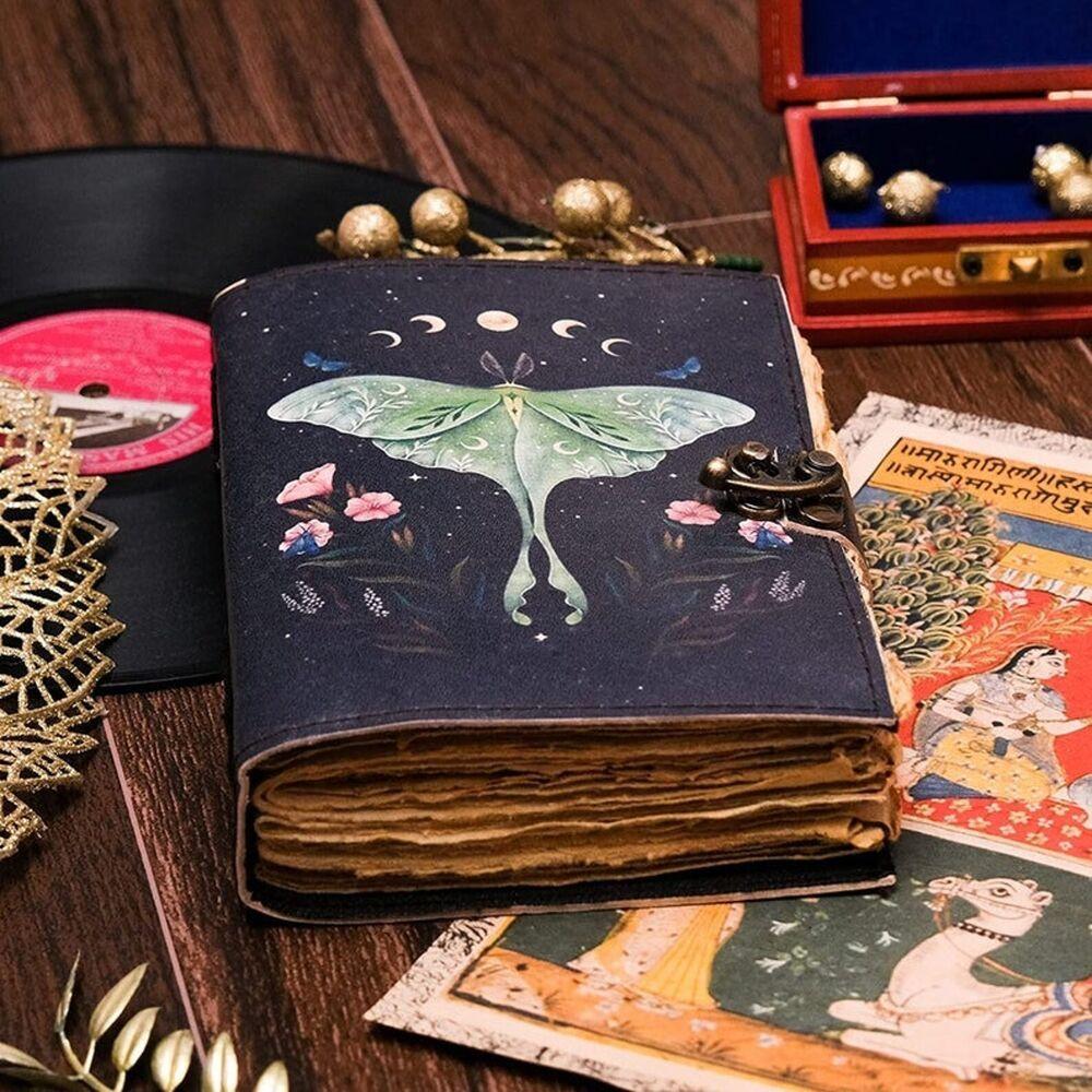 Пустая книга с принтом бабочки, винтажный журнал с застежкой-замком Luna Moths Morpho