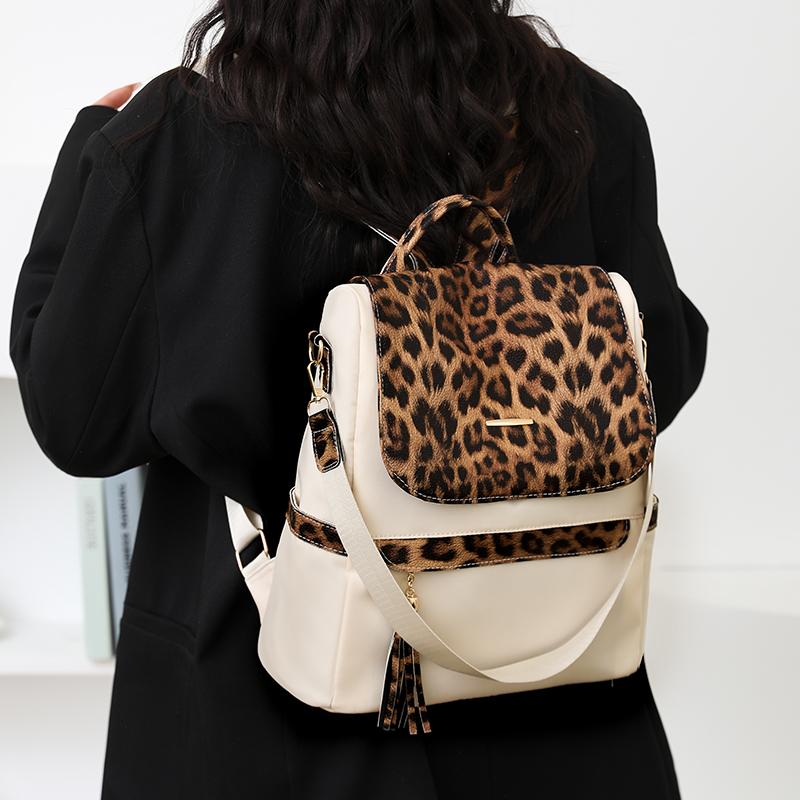 Рюкзак большой вместимости, женская сумка двойного назначения через плечо с леопардовым принтом, школьный рюкзак для школьников