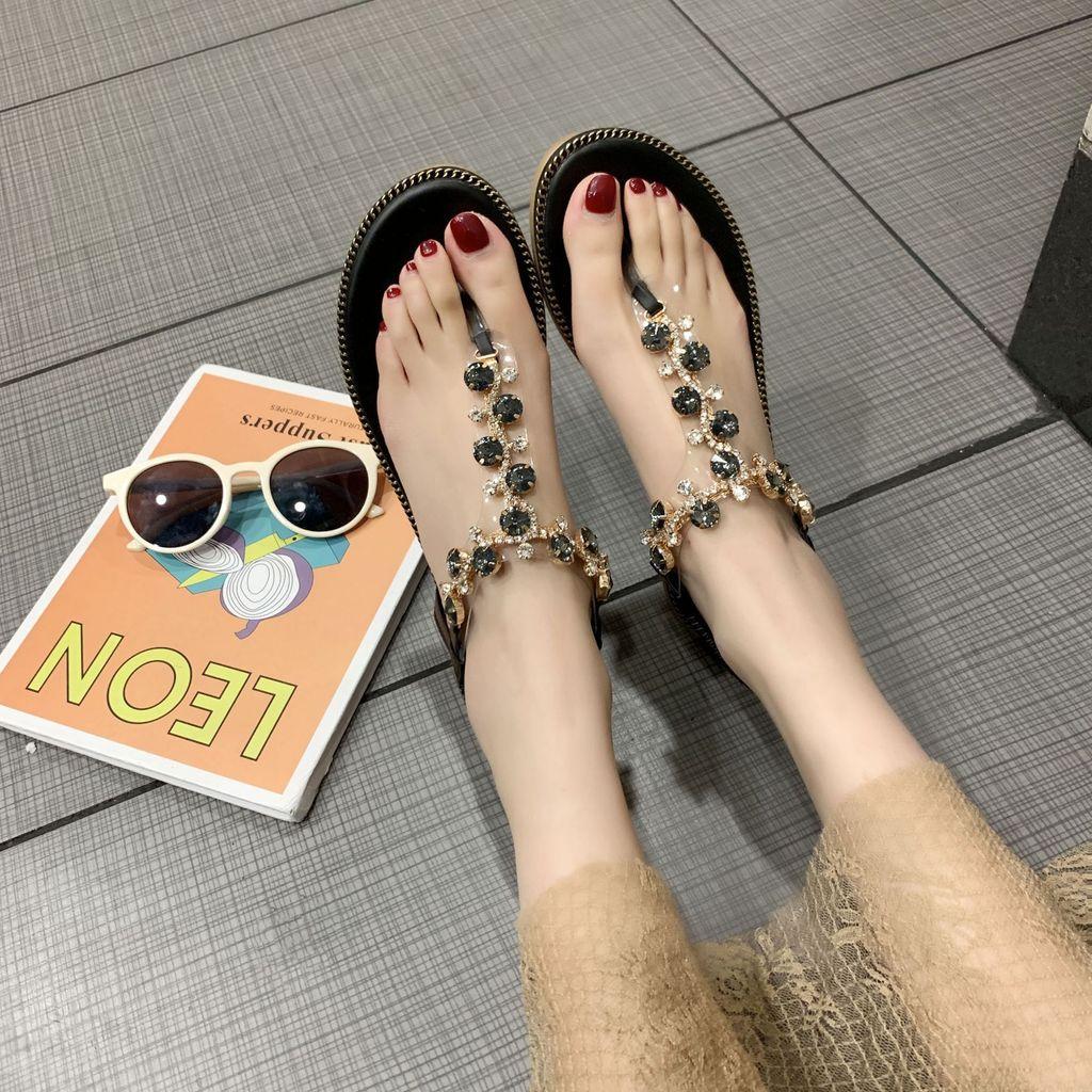 Bohemian Style Roman Sandals For Adults With Water Dazzle Stones And Nonslip Rubber Bottom