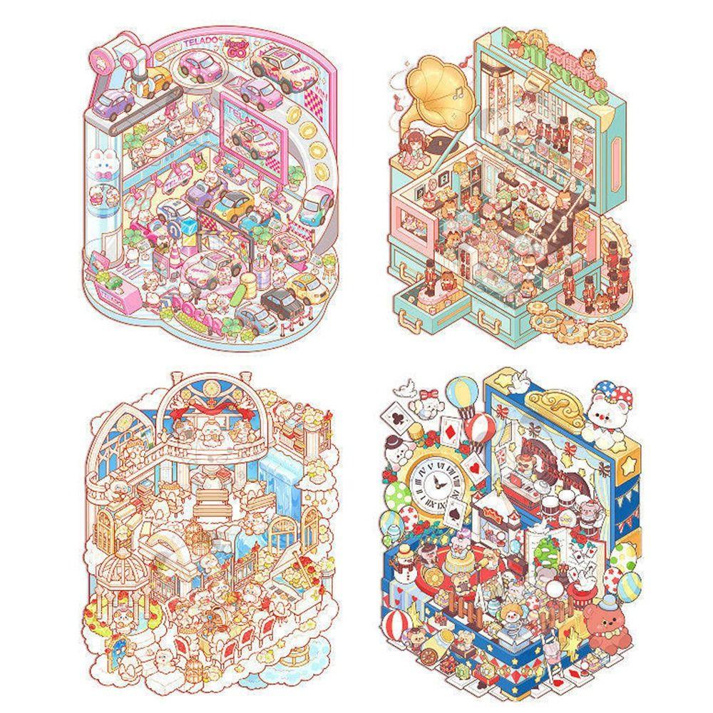 Cozy House Miniature Scene Collection Book 3D Hut Journal Stickers Photo Prop