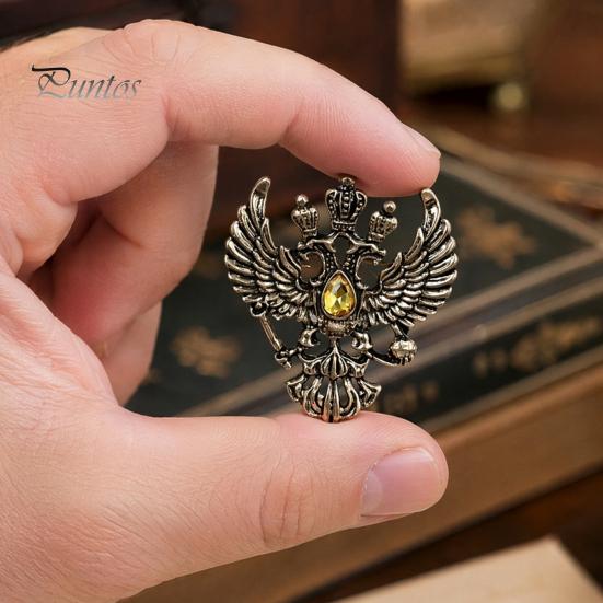 Брошь из цельного металла, Значок-булавка Орел, Двуглавый дизайн, Лацкан, Сплав, Антиокислительная, Прочная застежка, Значок для пальто, рубашек, сумок, Аксессуары, Винтажный стиль