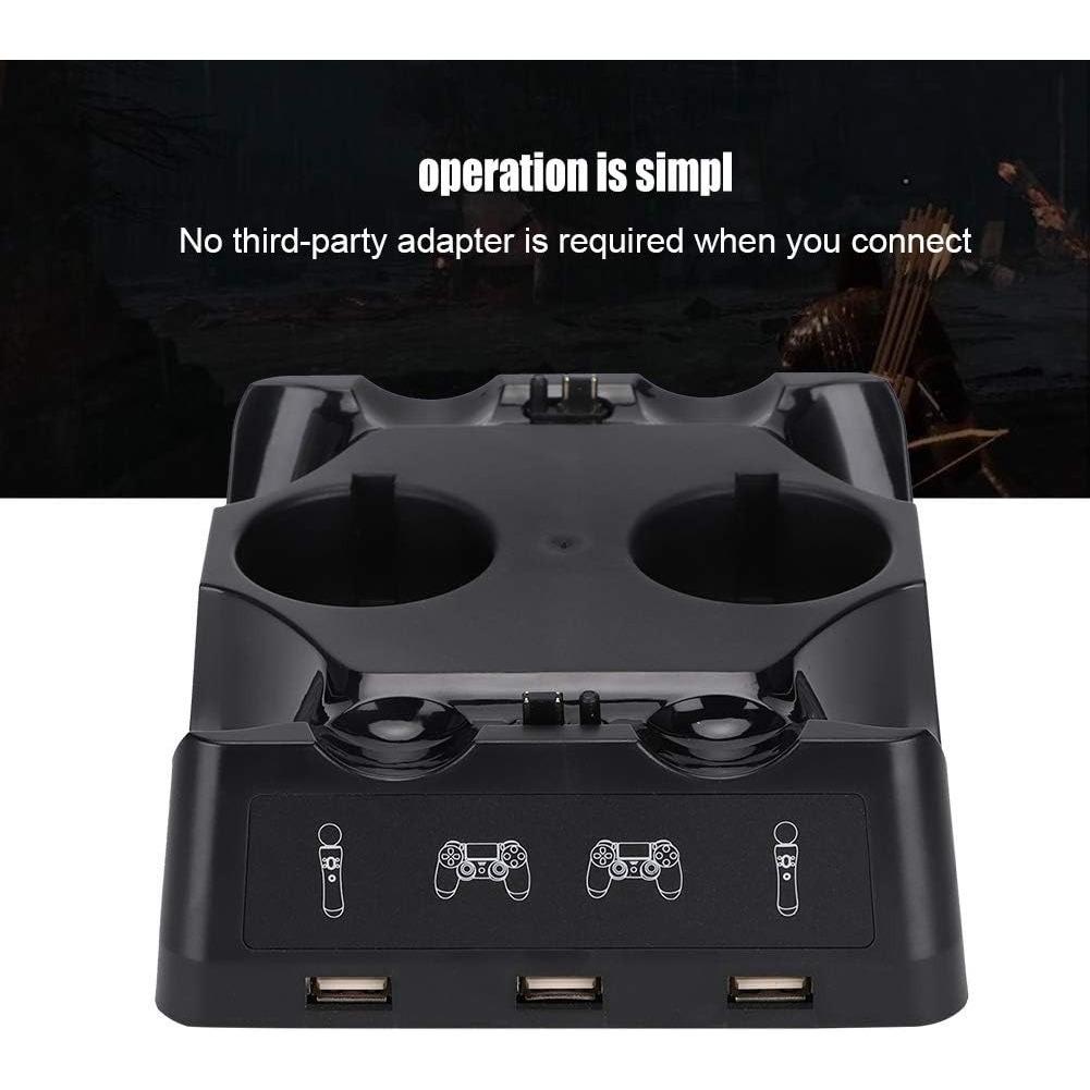 Зарядная станция для контроллера PS4, док-станция для быстрой зарядки контроллера движений PS4 VR Move со светодиодным индикатором, совместимая с PS4/PS4 Pro/PS4 Slim