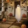 Halloween Decoration Outdoor Swing Ghost Ornament with LED Lights Adjustable Hanging Spooky Ghost Decor