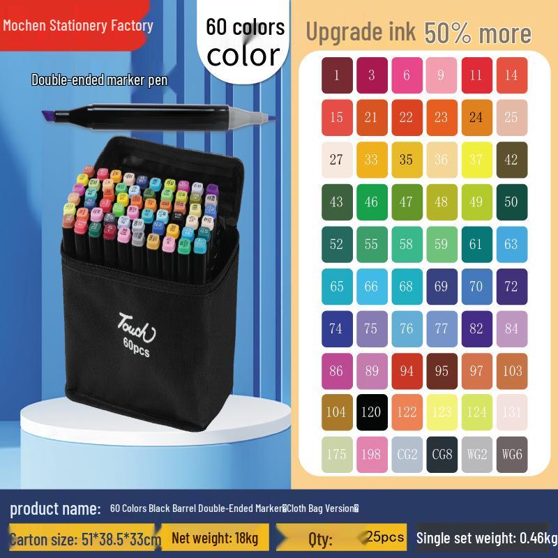 Набор двухсторонних быстросохнущих черных маркеров и акварельных ручек для детей