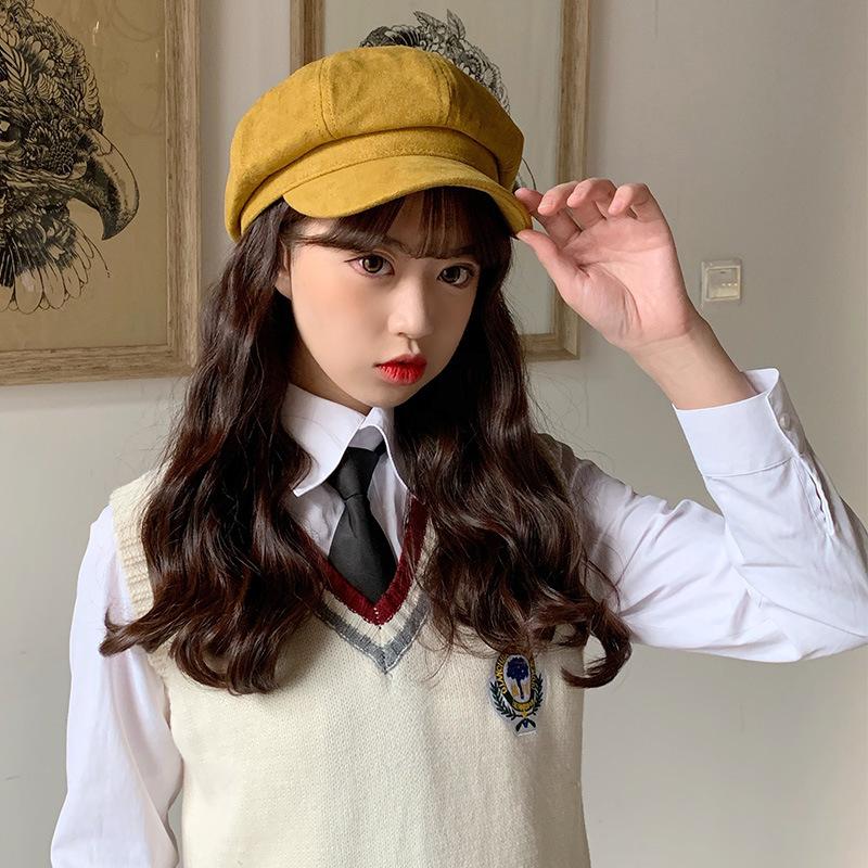 Hat Women's Autumn and Winter New Korean Version Solid Color Suede Octagonal Hat Men's Trendy British Retro Outdoor Newsboy Painter Hat