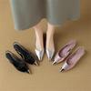 Fashion New Summer Sandals Cover Toe Sandals for Women Genuine Leather Sandals Fashion Metal Pointed Toe Low Heels Office Women Shoes