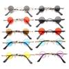 Retro Hip Hop Metal Frame Shades Punk Sun Glasses Small Round Sunglasses