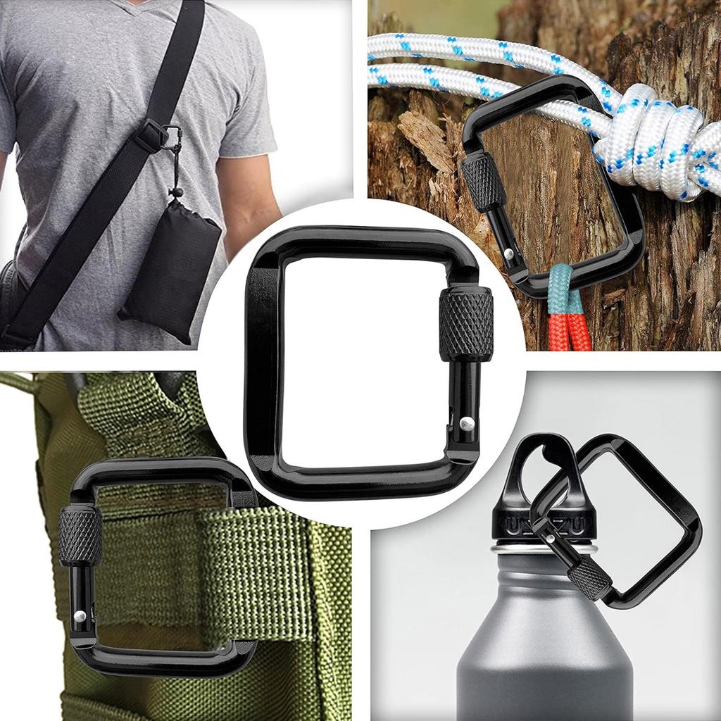 4 шт. квадратных карабинов, легкий брелок с защелкой, крюк, алюминиевый винтовой карабин для походов на открытом воздухе, кемпинга, путешествий