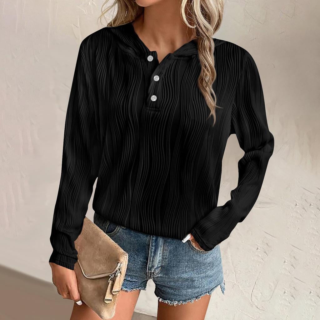 Womens Sweatshirts Hoodies Casual Loose Long Sleeve V Neck Button Down Shirts Tops Pullover Fall Clothes Outfits