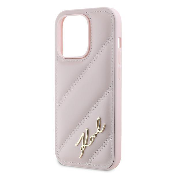 Etui do iPhone 14 Pro Max Karl Lagerfeld Twarde Pikowane Różowe