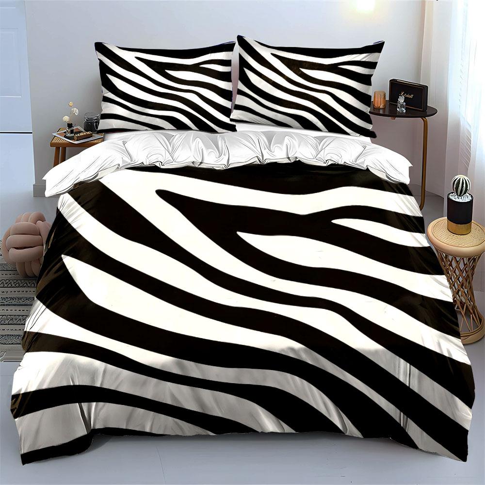 Zebra Print Bedding 3-Piece Set Bedding Duvet Cover Set Duvet Cover Pillowcases (1 * Duvet Cover 2 * Pillowcases, without duvet insert)