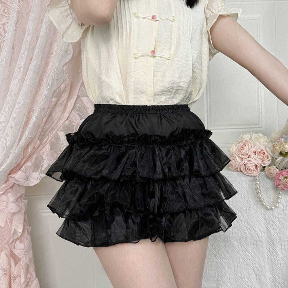 Anti Exposure JK Petticoat Elastic Tutu Puffy Skirt Comfortable Lace Pumpkin Pants Women