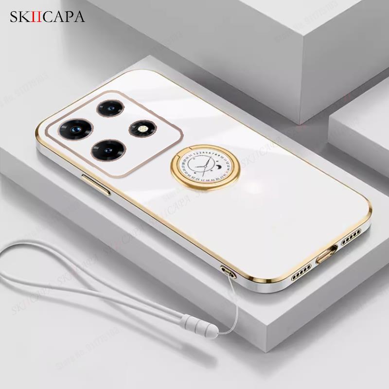 Мягкий силиконовый чехол с гальваническим покрытием для Infinix 30 Pro 5G Note 10 11 Pro, кольцо-держатель для защиты камеры, чехол для телефона с ремешком