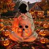 Handcrafted Sculpture for Indoor Tabletop Halloween Skull Light, Spooky Gothic Style Ornament, Waterproof Decorative Light Ornaments Garden Tabletops