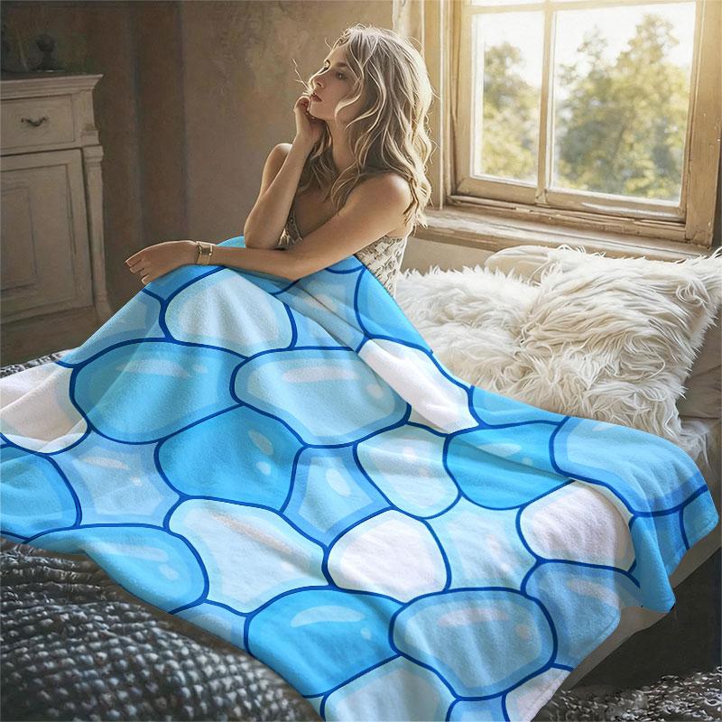 Blue Pebble Flannel Blanket Warm Soft Halloween Christmas Decorative Couch Warm Cozy All-Season Gift