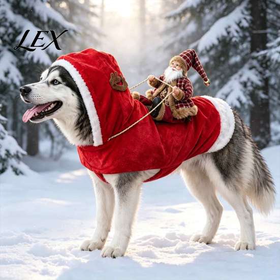 Cute Pet Party Clothing Santa Rider Dog Costume, Christmas Outfit with Adjustable Closure, Funny Animal Cosplay Costume Holiday Apparel for