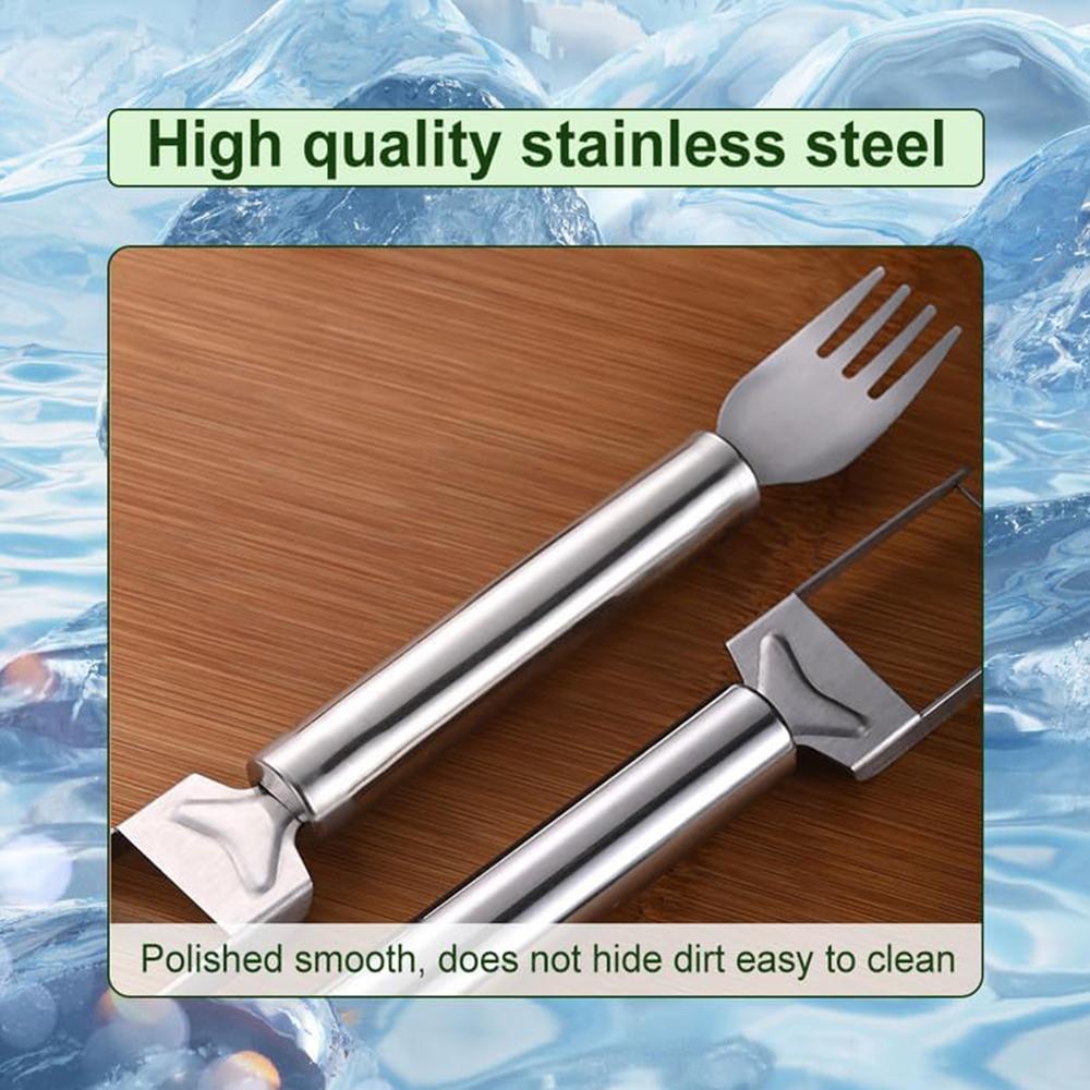 2 шт. 2-в-1 из нержавеющей стали для резки фруктов, вилки для фруктов с двойной головкой, нож-слайсер