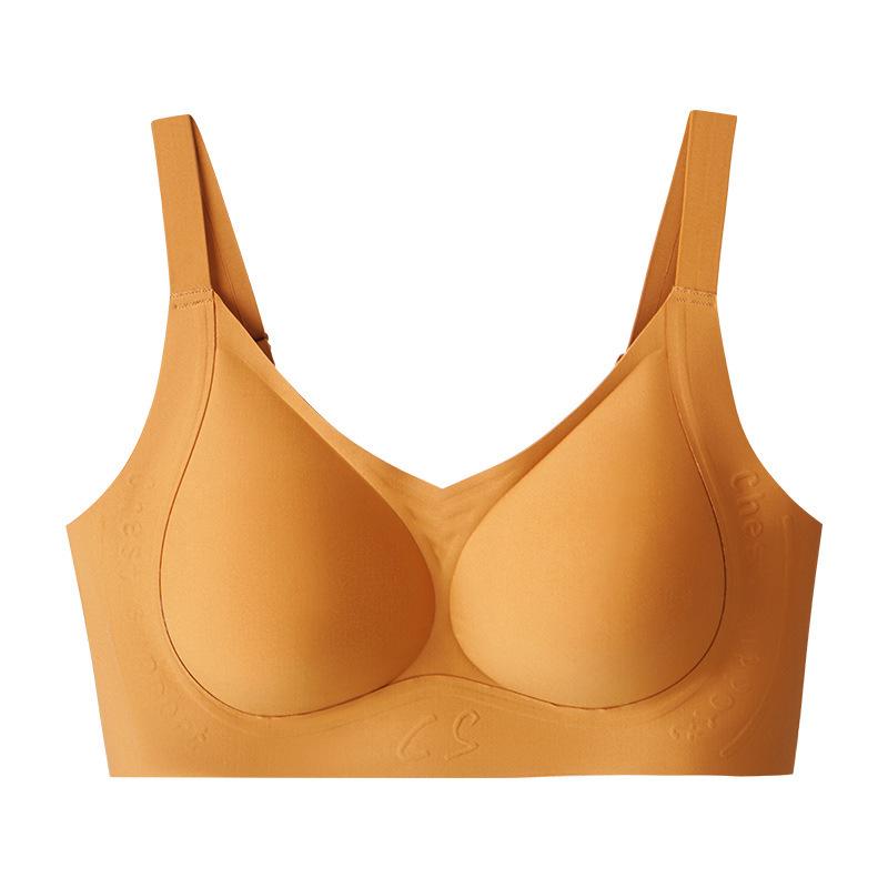 Jelly black technology underwear women's big breasts show small traceless upper support soft support gathering anti-sagging no steel ring bra