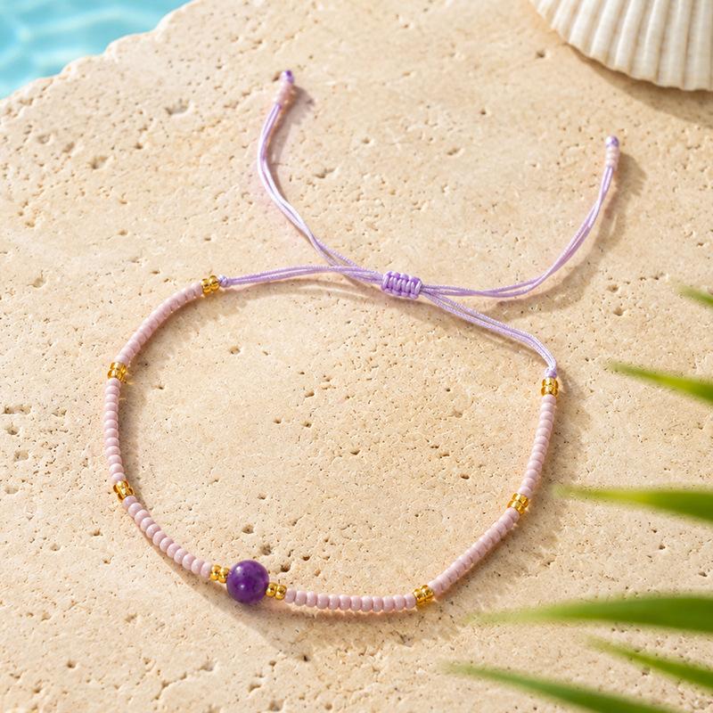 New Bohemian Holiday Rice Bead Stone Hand Rope Handmade Beaded Stacked Wear Adjustable Bracelet