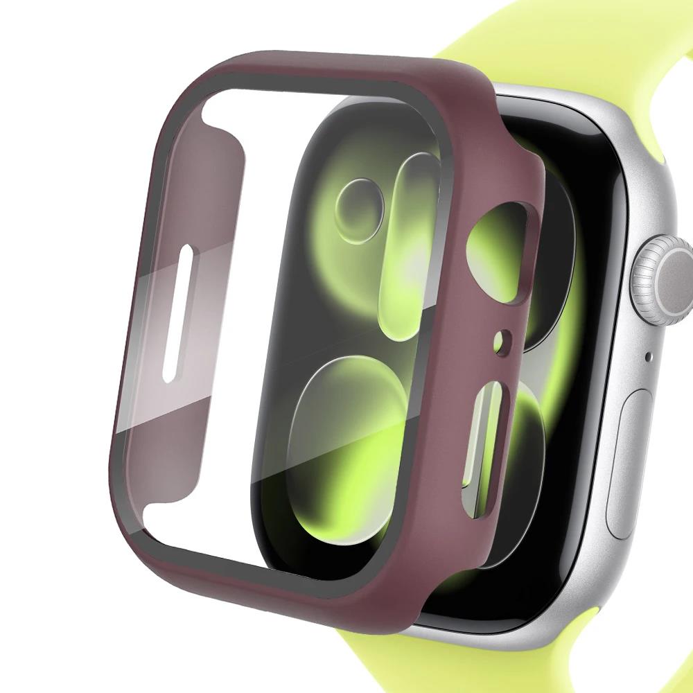 Tempered Glass+Cover For Apple watch Case 46mm 42mm 45mm 41mm 44mm 40 Screen Protector Apple Watch Accessories 11 10 9 6 SE 7 8 7