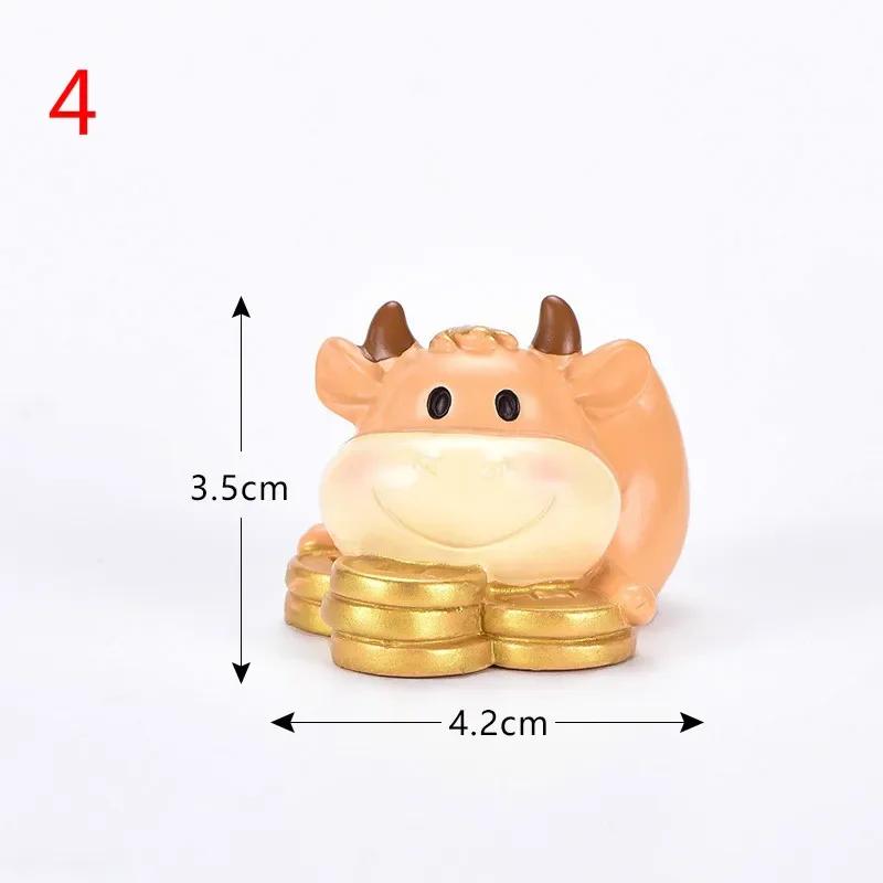 Home Decoration Accessories Micro Cattle Family Figurine Resin Ornaments Miniature Model Mini Animal Statue Bonsai Decoration